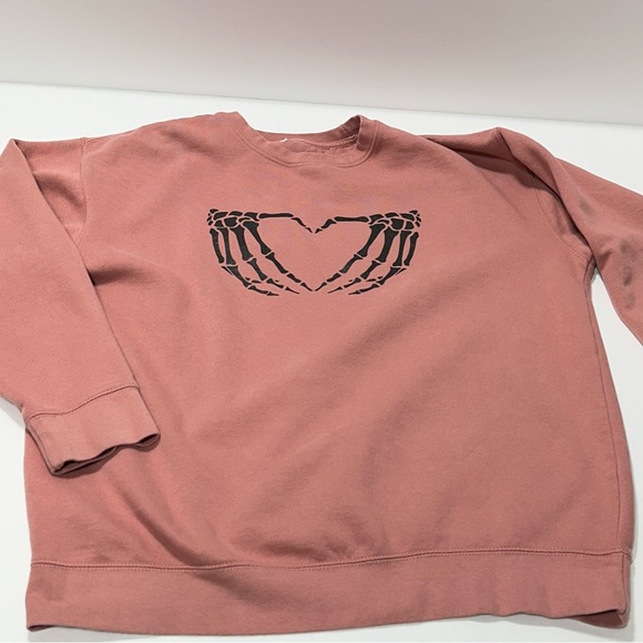 Skeleton Hands Heart Sweatshirt Spooky Swift Sweatshirt L - Picture 7 of 11